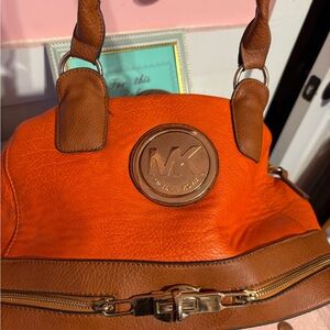Michael Kors Orange and Brown Shoulder Bag
